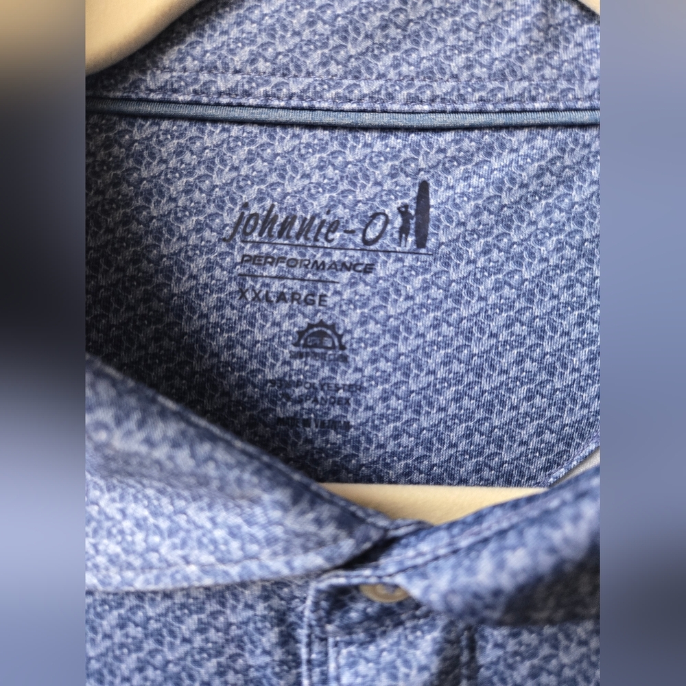 johnnie-O Light Blue Geometric Polo Shirt - Picture 4 of 4